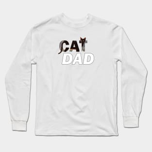 CAT DAD - black cat oil painting word art Long Sleeve T-Shirt